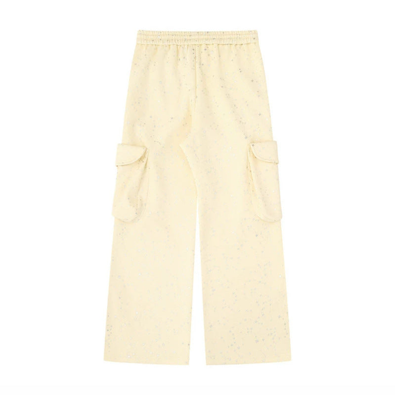 Damen Extraweite Cargo-Palazzo-Sweathose mit Tunnelzugbund und Zierflügel-Applikationen Shop Nory