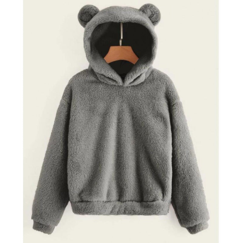 Damen Kuscheliger Teddy-Fleece-Hoodie mit Bärenohren und Oversize-Passform Shop Nory