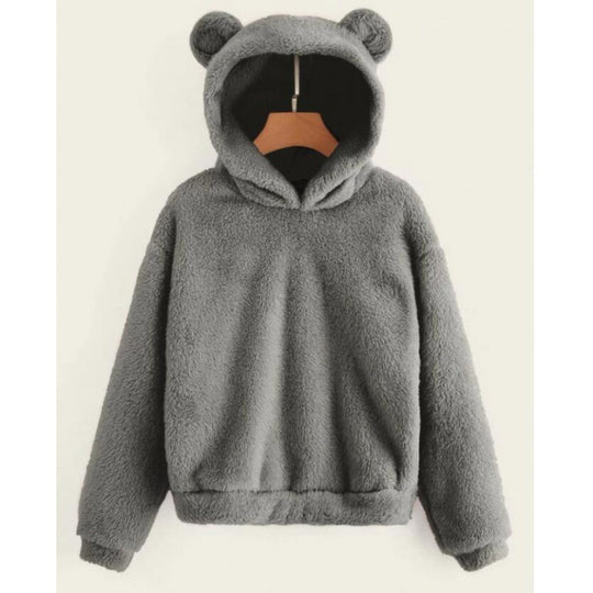 Damen Kuscheliger Teddy-Fleece-Hoodie mit Bärenohren und Oversize-Passform Shop Nory