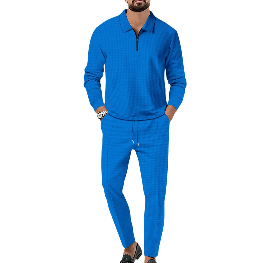 Herren nan Langarm-Henley-Poloshirt mit Halbzip und konischer Jogginghose Shop Nory