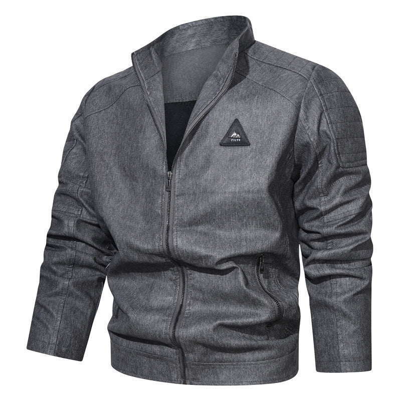 Herren Denim‑Optik Bomberjacke mit Stehkragen, gesteppter Schulterpasse und Reißverschluss Shop Nory