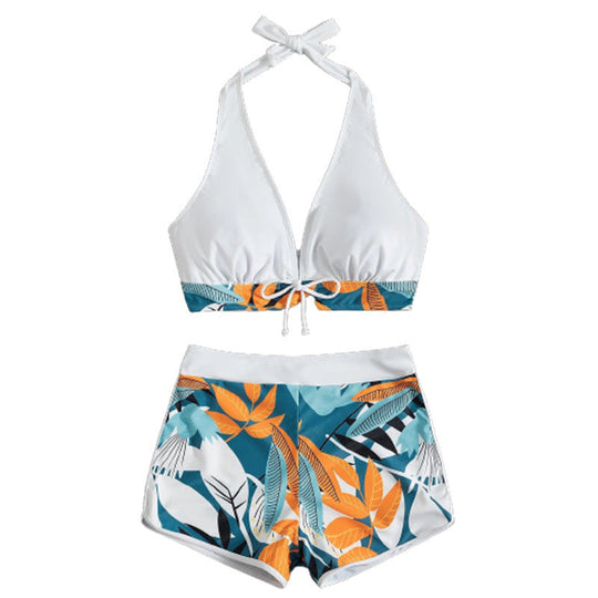 Damen Bikini-Set mit floralem Muster und herausnehmbarem Push-Up-BH