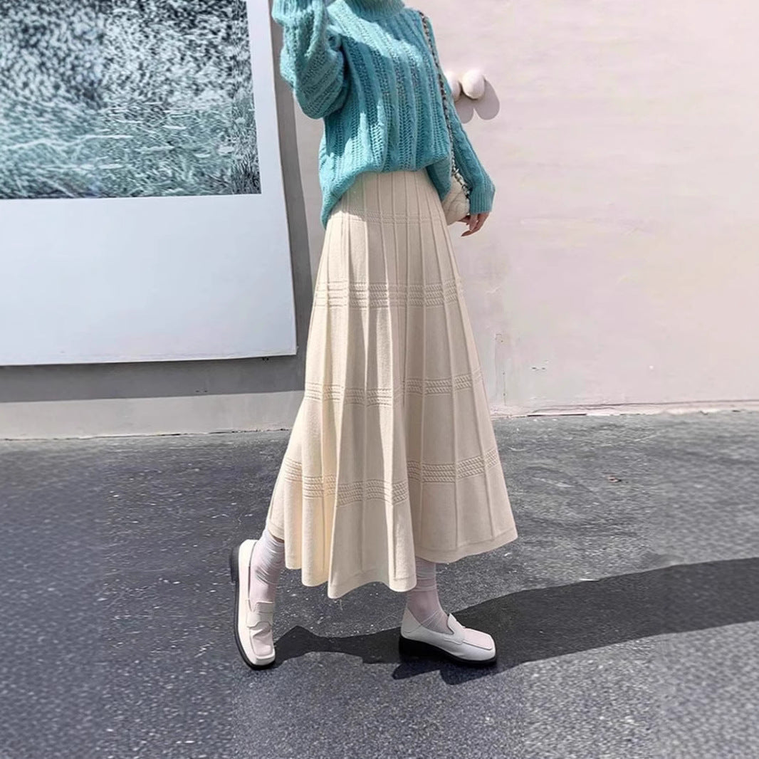 Damen Eleganter Strick-Maxirock Shop Nory