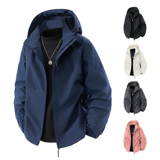 Herren Wasserabweisende Outdoor-Jacke mit Kapuze, winddichter Membran und verstellbarem Saum Shop Nory