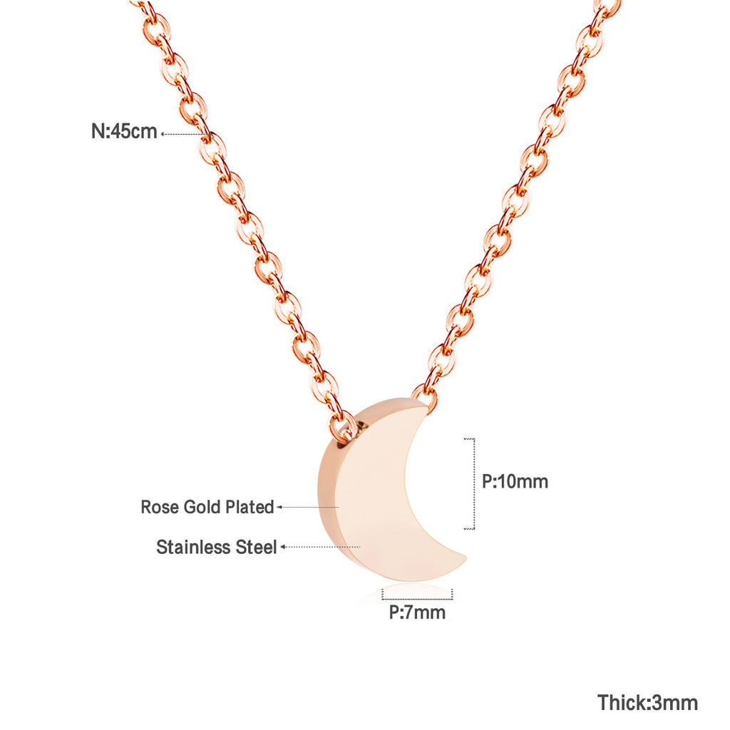 Damen Halskette mit halbmondförmigem Anhänger aus Edelstahl und goldplattierter Oberfläche Shop Nory