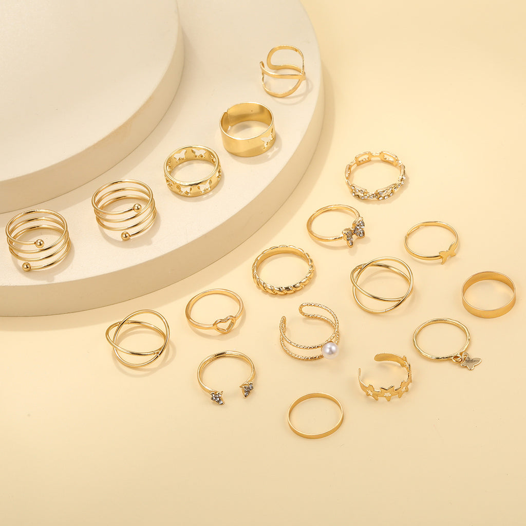 Damen Ring-Set mit kreativen Designs und funkelnden Akzenten Shop Nory
