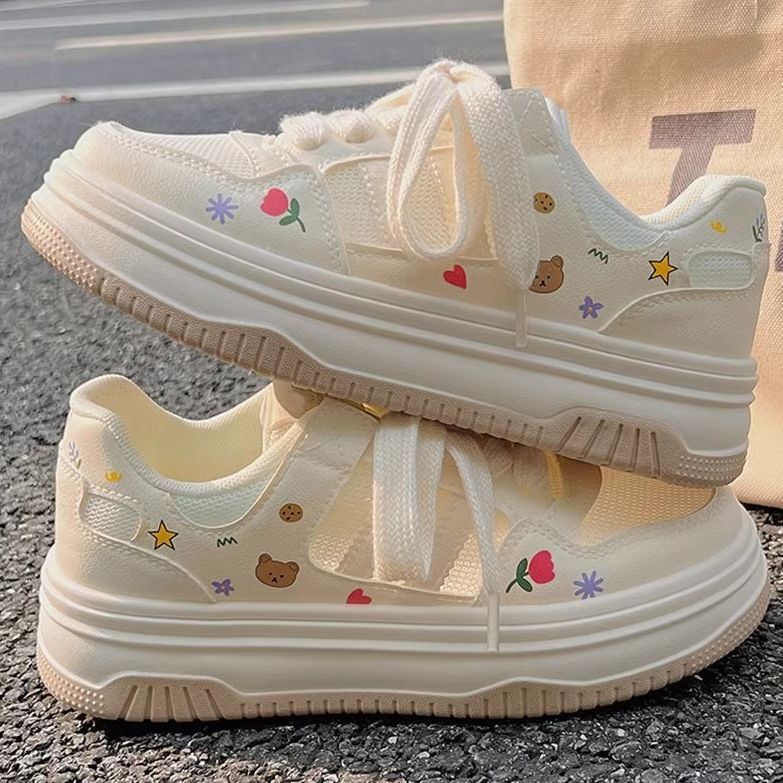 Damen Plateau-Sneaker mit niedlichen Cartoon-Prints und gepolstertem Komfortkragen Shop Nory