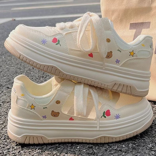 Damen Plateau-Sneaker mit niedlichen Cartoon-Prints und gepolstertem Komfortkragen Shop Nory