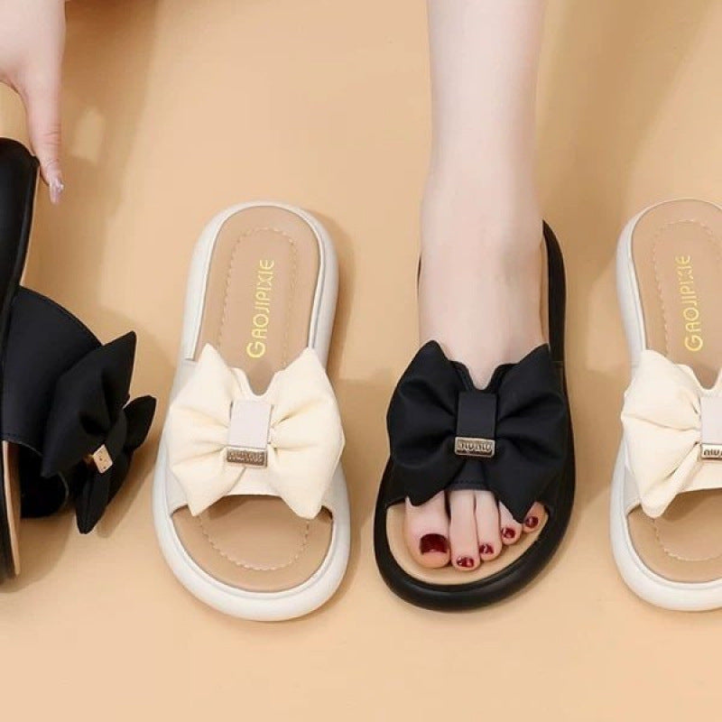 Damen Badesandalen mit dekorativem Schleifendesign und bequemer Sohle