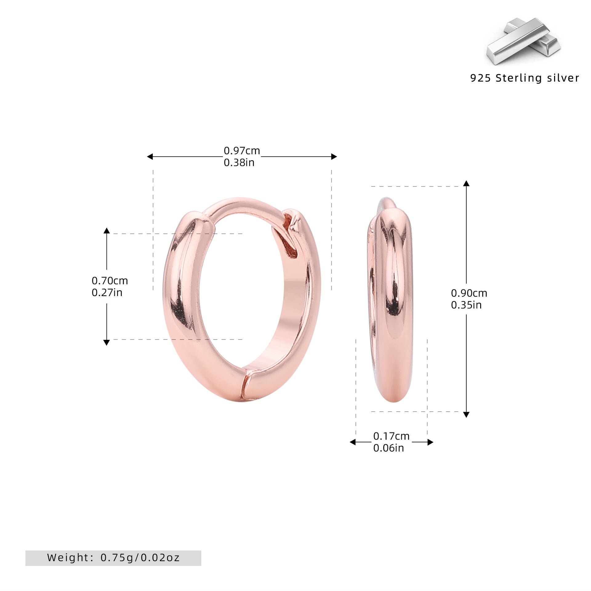 Damen Ohrcreolen mit modernem, minimalistischem Design aus hochwertigem 925 Sterling Silber Shop Nory