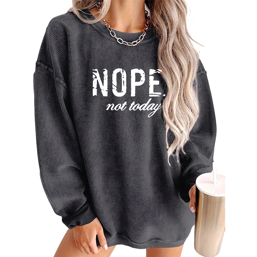 Damen Oversize Cord-Tunika mit Statement-Print Shop Nory