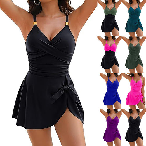 Damen Schwimmanzug mit elegantem Wickeldesign und verstellbaren Trägern