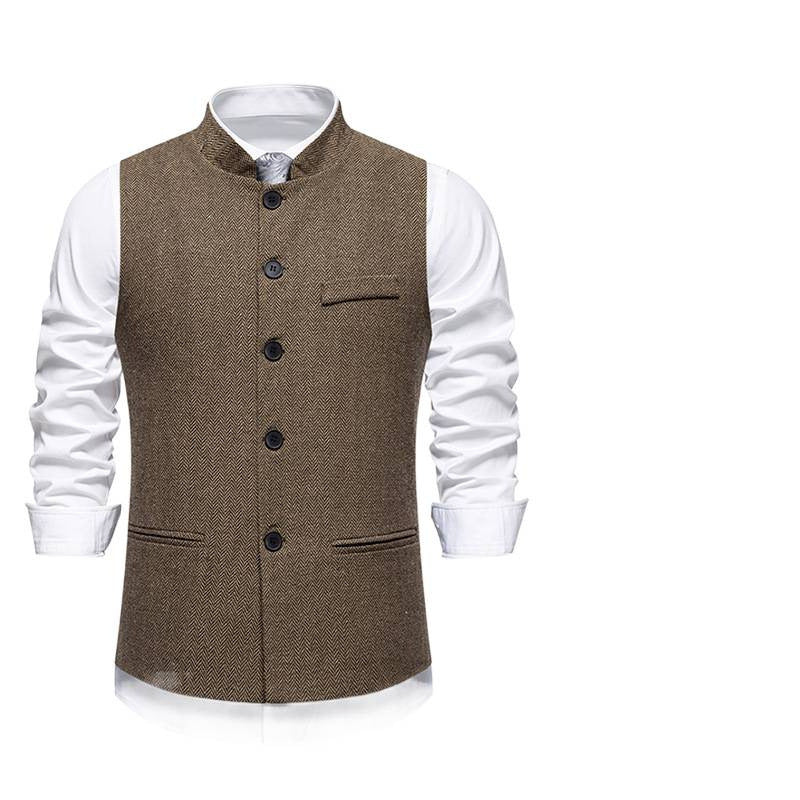 Herren elegante Weste im Herringbone-Design mit funktionalen Taschen