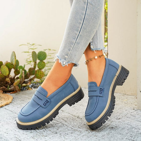 Damen Klassische Loafer mit robuster Profilsohle und gepolstertem Komfortfußbett Shop Nory