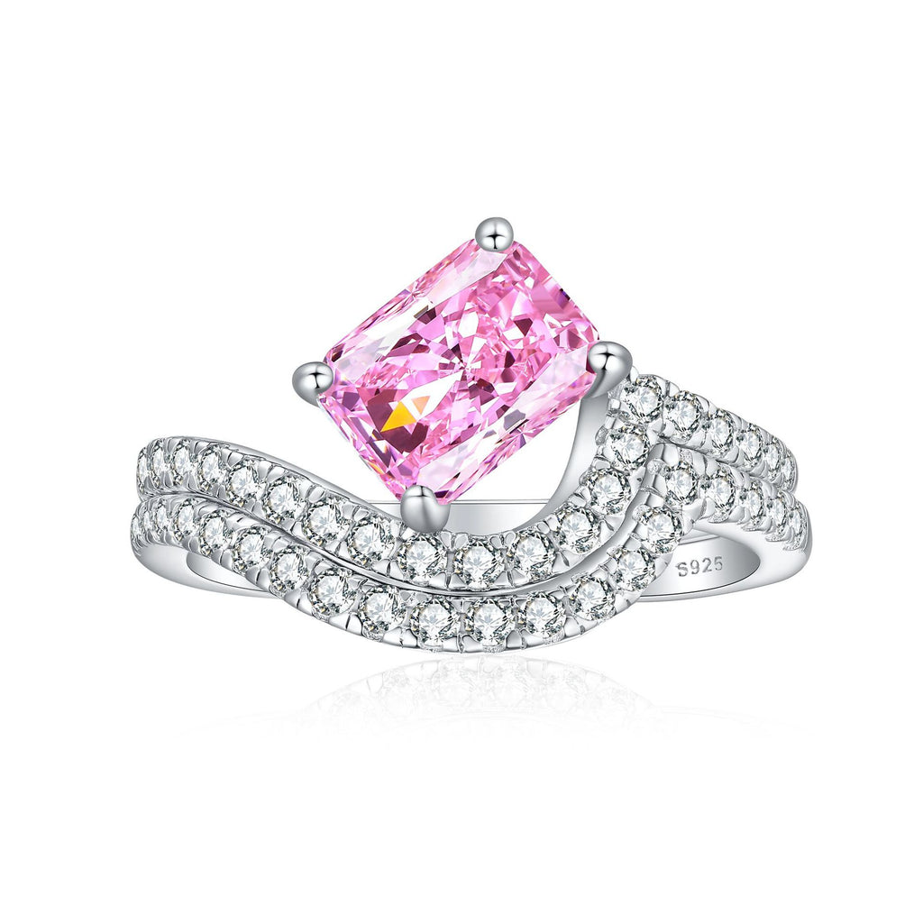 Damen eleganter Ring mit funkelndem Edelstein und Zirkonia-Verzierung Shop Nory
