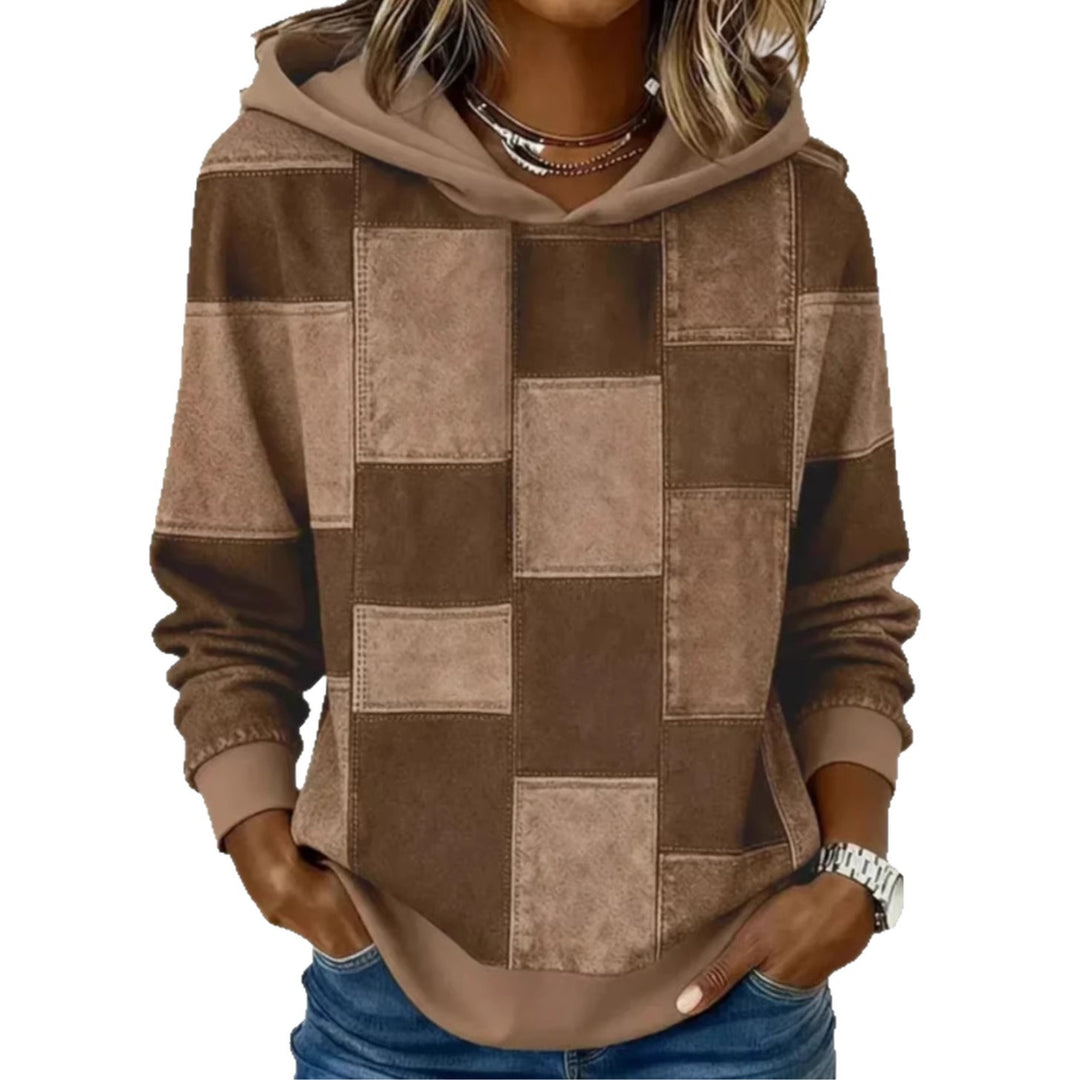 Damen Modischer Kapuzenpullover mit Patchwork-Design