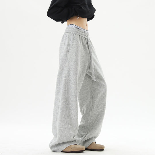 Damen Weite Loungehose mit hoher Taille aus Fleece, Tunnelzug und Seitentaschen Shop Nory