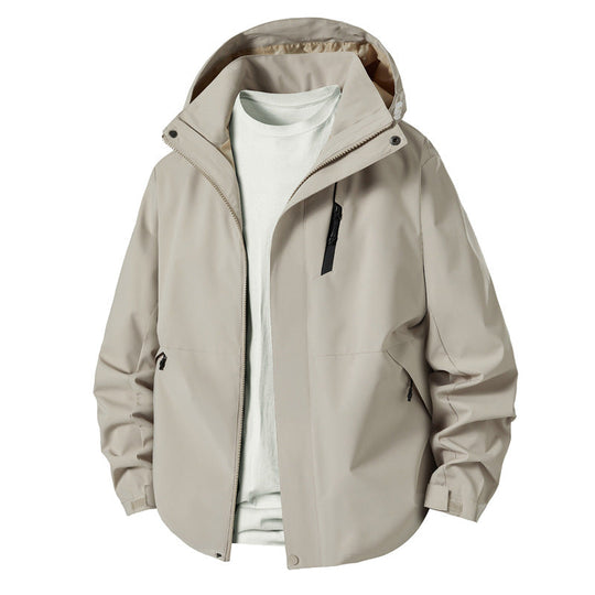 Herren technische Übergangsjacke mit verstellbarem Kapuzenrand