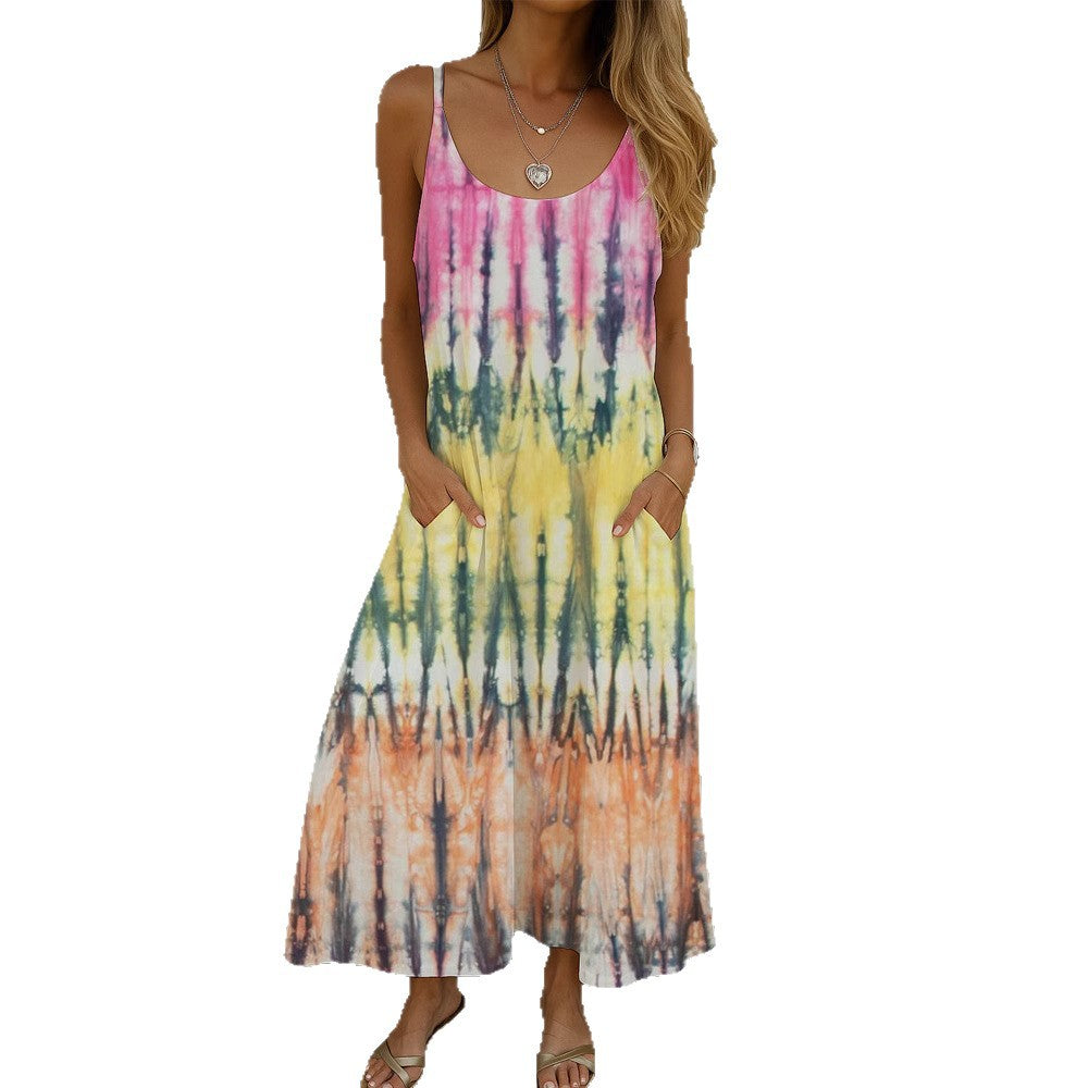 Damen Maxikleid mit Spiral-Design und praktischen Taschen Shopnory