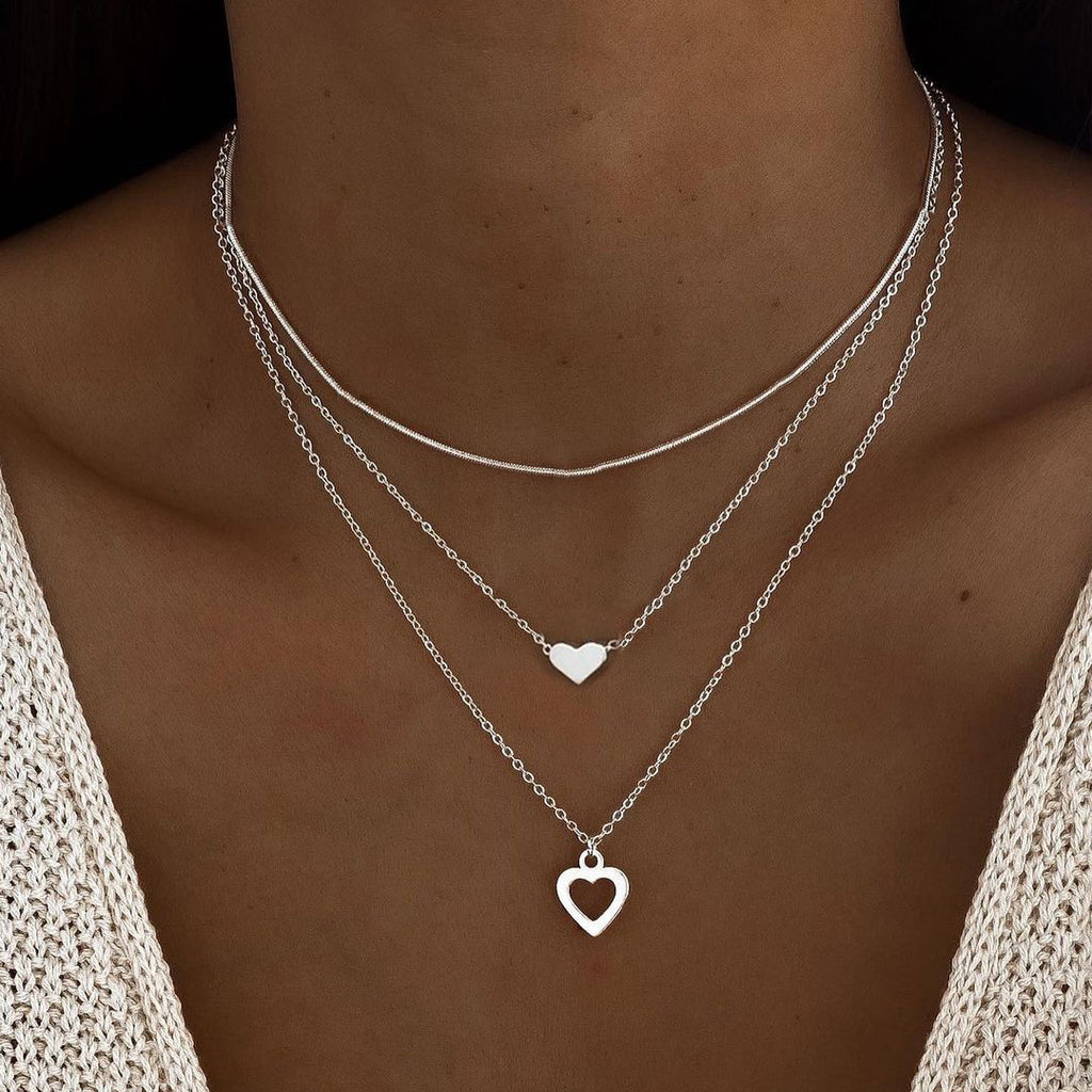 Damen Halskettenset mit zarten Herzanhängern Shop Nory