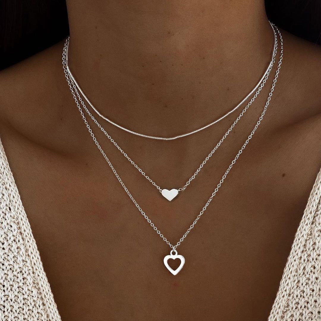 Damen Halskettenset mit zarten Herzanhängern Shop Nory