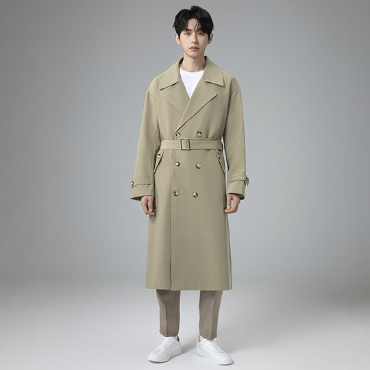 Herren Maxilanger Trenchmantel mit taillierendem Gürtel und minimalistischer Silhouette Shop Nory