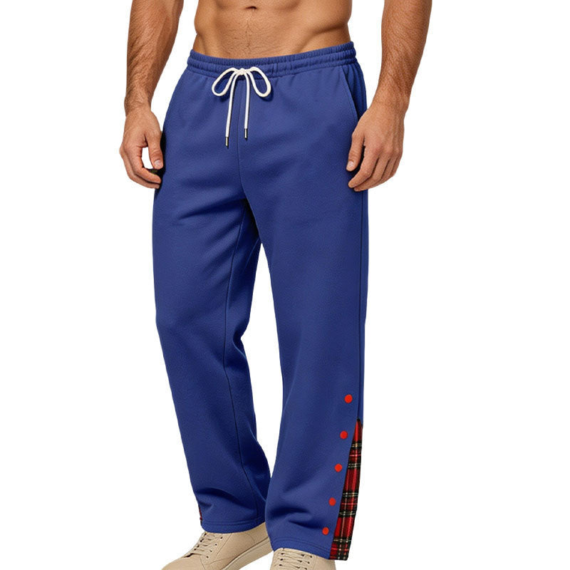 Herren weite Jogginghose mit Karobesatz und Druckknopf-Detail Shop Nory