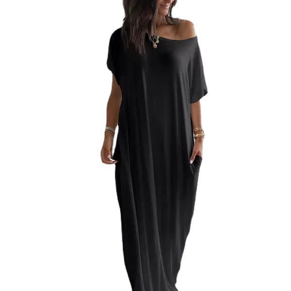 Damen lässiges Maxi-Überkleid mit weitem Schnitt und praktischen Taschen