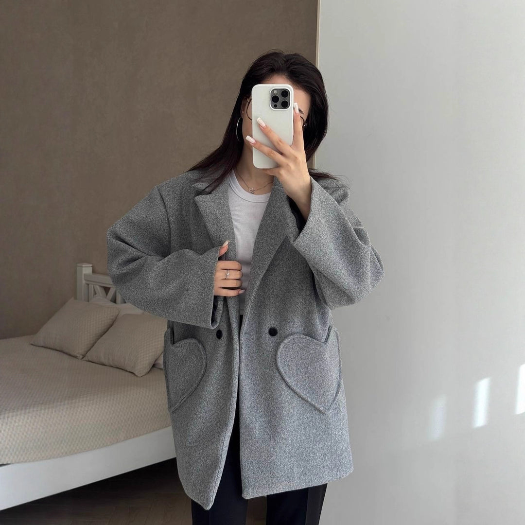 Damen Oversized Blazer-Mantel mit herzförmigen Taschen Shop Nory