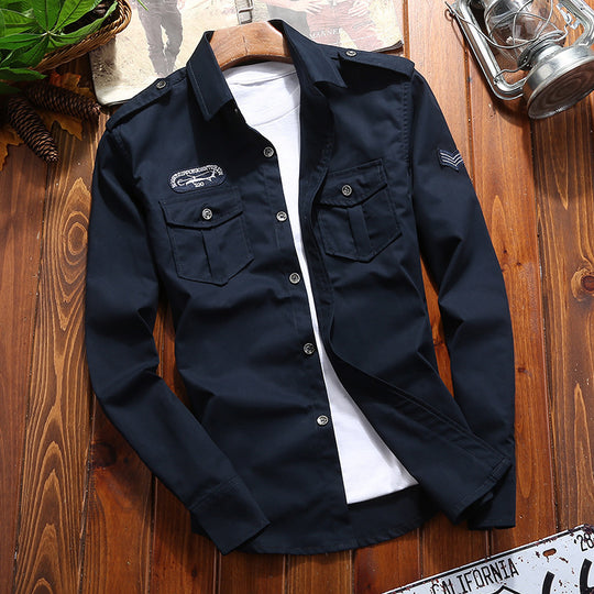 Herren Militärinspirierte Utility‑Hemdjacke mit Schulterklappen und Pattentaschen Shop Nory