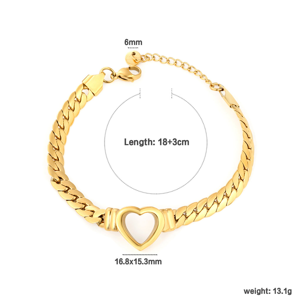 Damen Armband mit Herzanhänger und luxuriösem Gliederdesign Shop Nory