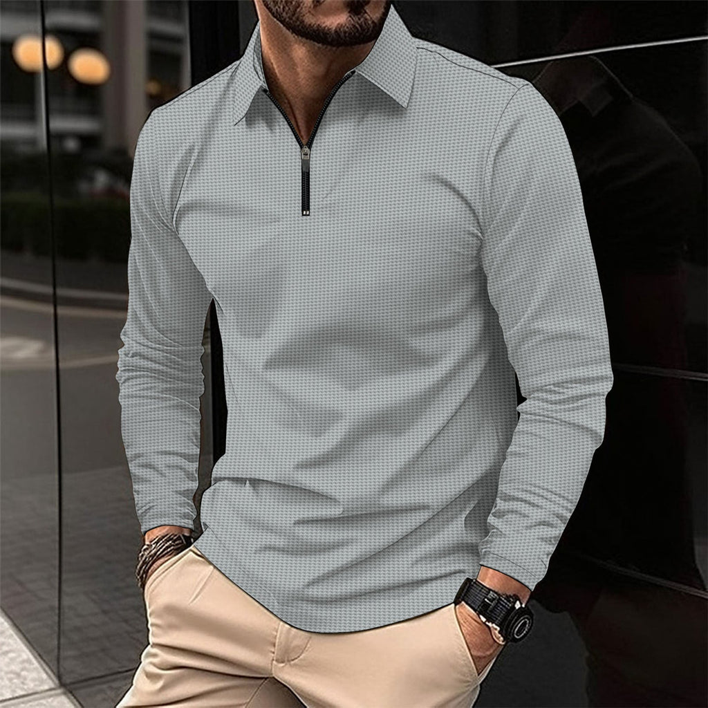 Herren Langarmshirt mit modernem Reißverschluss und strukturiertem Design