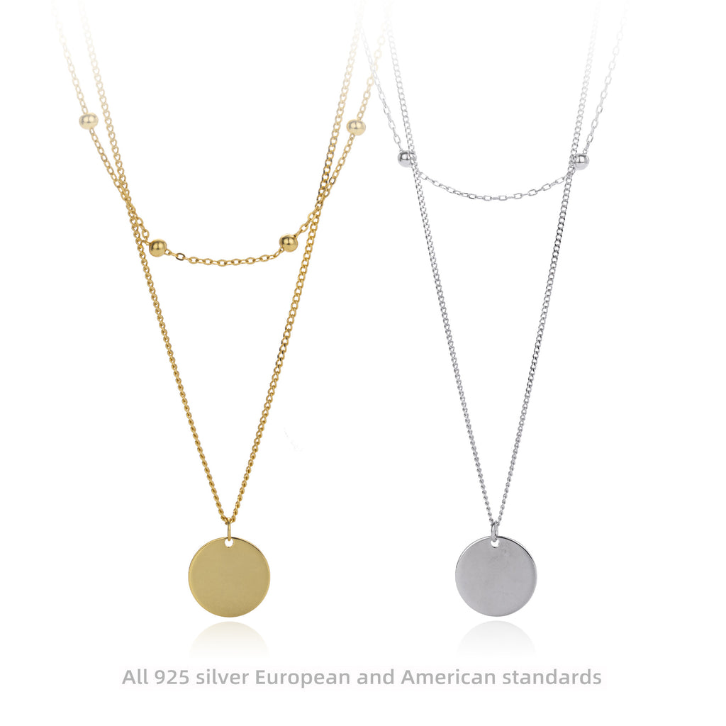 Damen Halskette mit doppellagigem Design aus hochwertigem 925 Sterling Silber und minimalistischen Anhängern Shop Nory