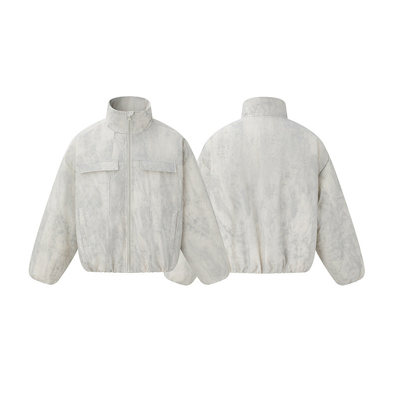 Unisex Kurz geschnittene wattierte Oversize-Bomberjacke mit Stehkragen und Brustklappen Shop Nory