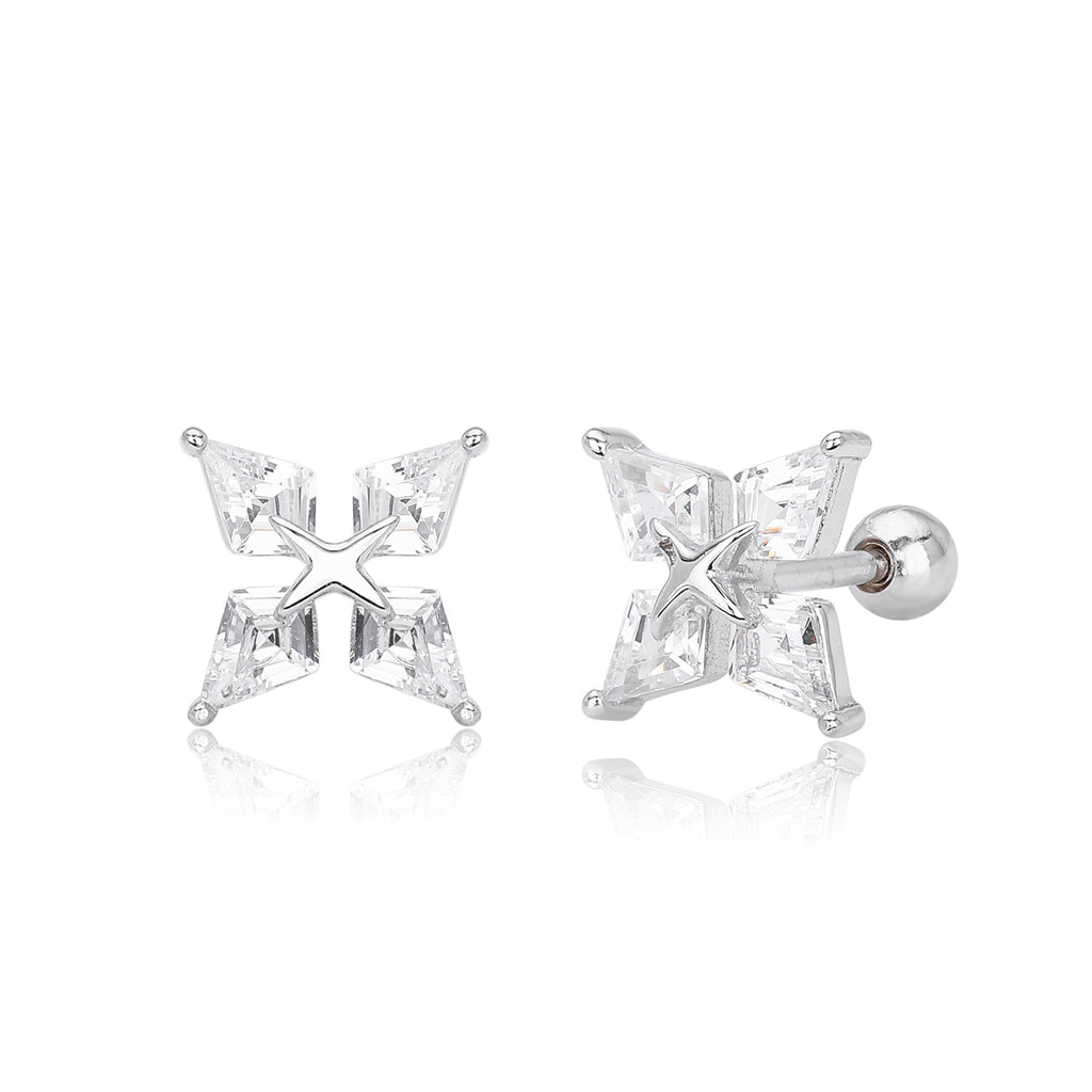 Damen Ohrstecker mit detailverliebtem, glitzerndem Sternenmotiv aus hochwertigem 925 Sterling Silber Shop Nory