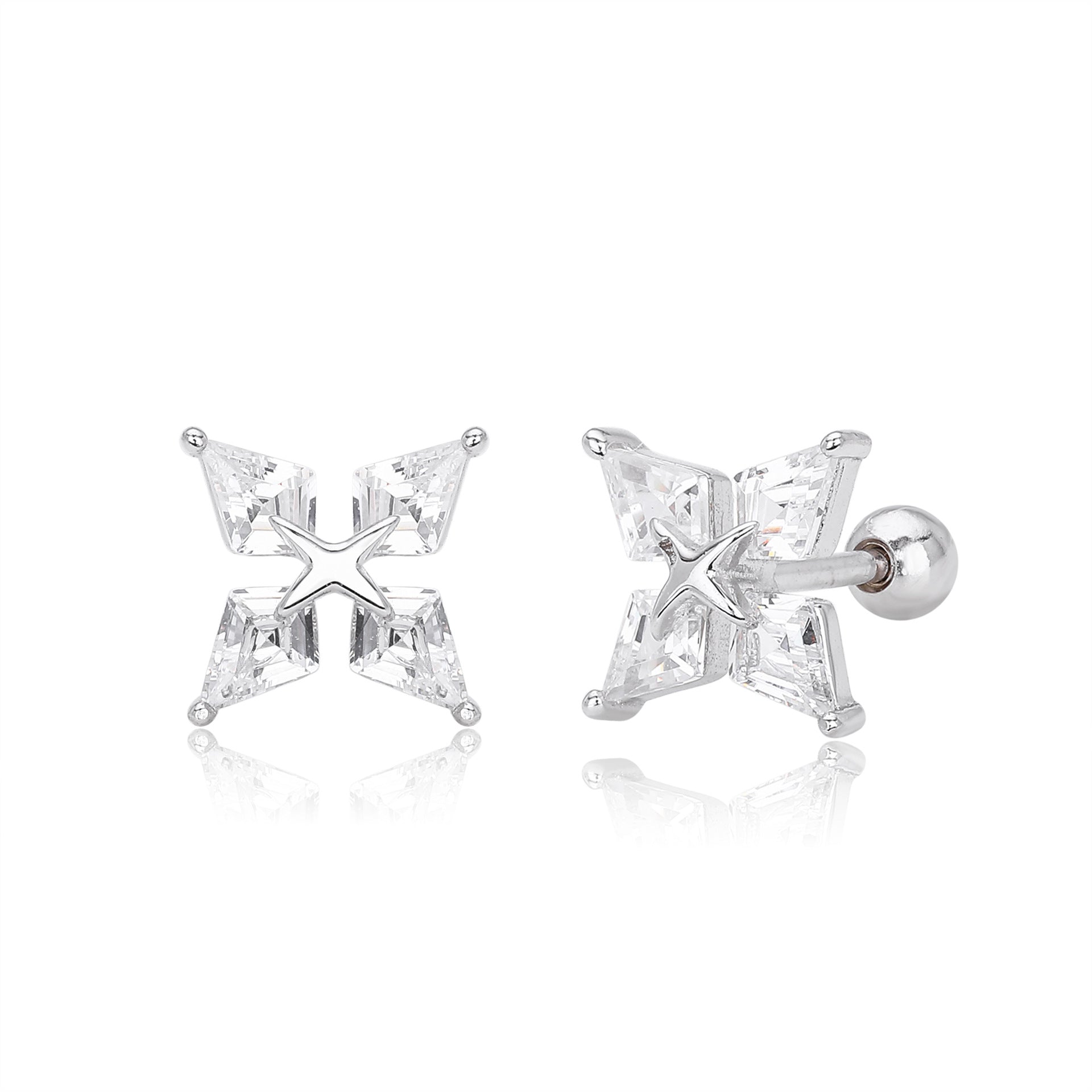 Damen Ohrstecker mit detailverliebtem, glitzerndem Sternenmotiv aus hochwertigem 925 Sterling Silber Shop Nory
