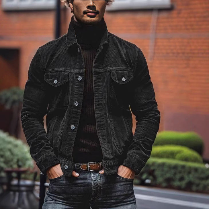 Herren Cordjacke im modernen Design mit praktischen Brusttaschen