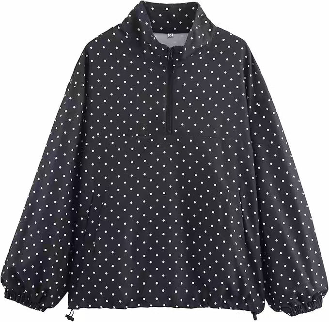 Damen Oversize Regenanorak mit Halbzip, Kängurutasche und Tunnelzugsaum Shop Nory