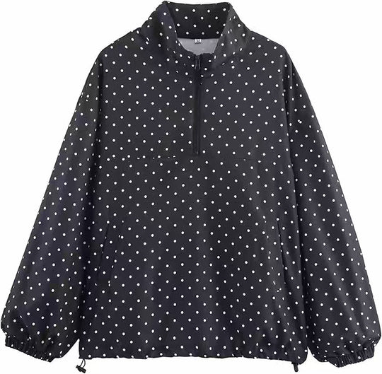 Damen Oversize Regenanorak mit Halbzip, Kängurutasche und Tunnelzugsaum Shop Nory