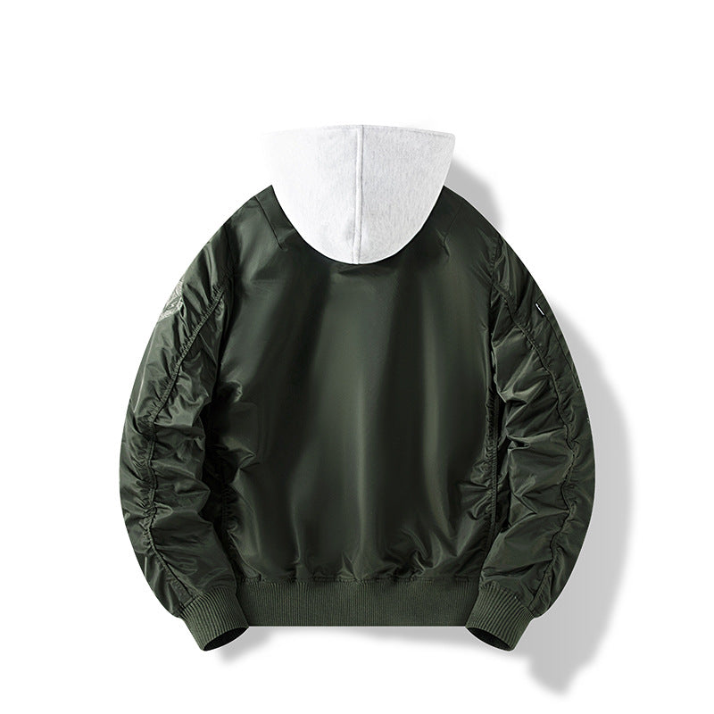 Herren Nylon‑Bomberjacke mit integrierter Sweatkapuze und Ärmel‑Utility‑Tasche Shop Nory