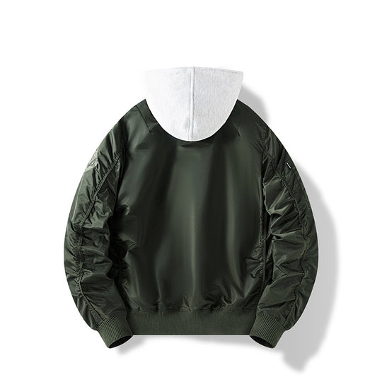 Herren Nylon‑Bomberjacke mit integrierter Sweatkapuze und Ärmel‑Utility‑Tasche Shop Nory