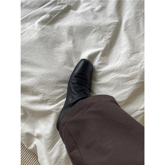 Damen Leder‑Mules mit quadratischer Zehenbox und gerafftem Schaft Shop Nory