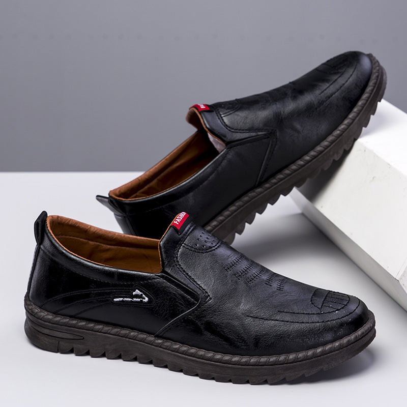 Herren Slip-On Freizeitschuhe aus Leder mit rutschfester Sohle