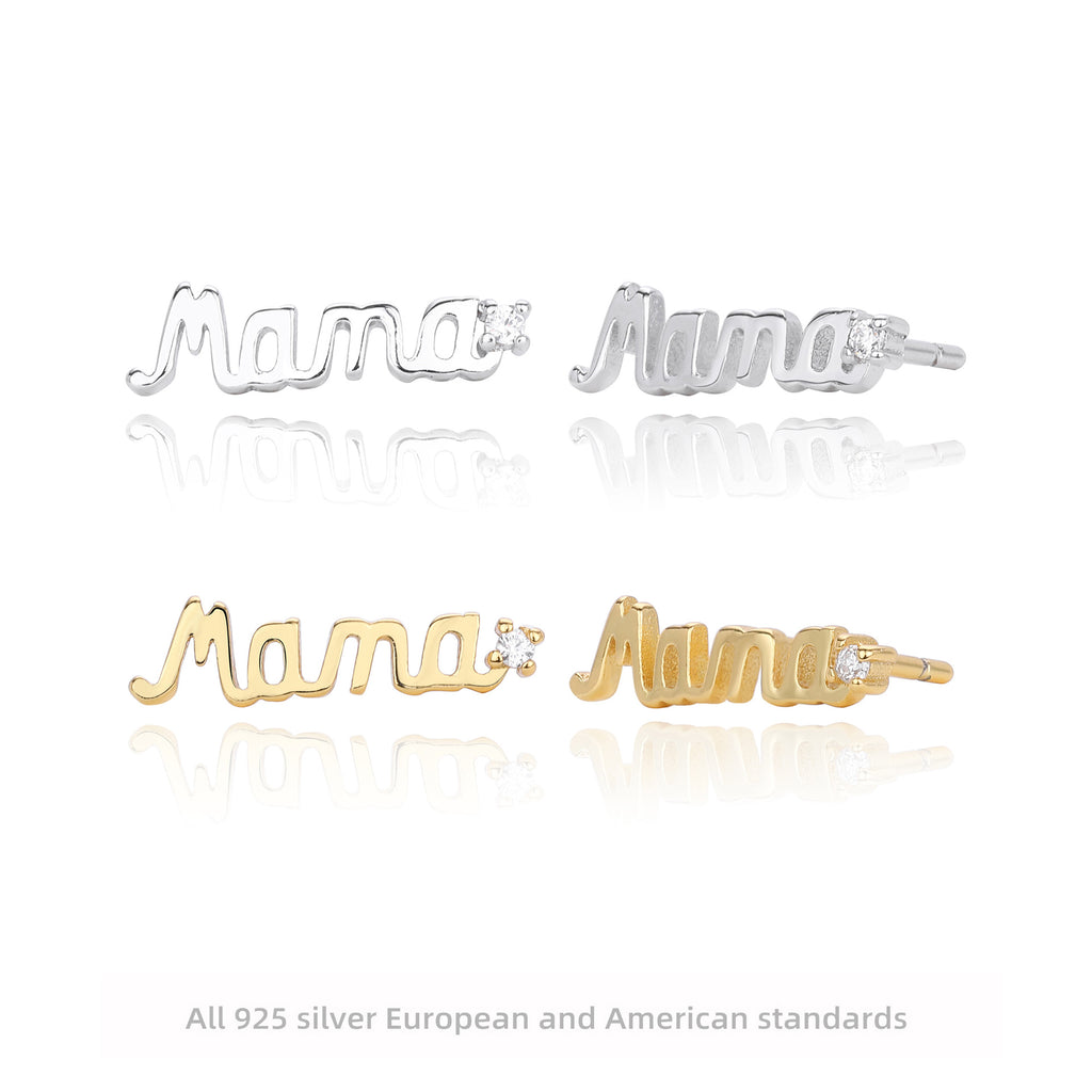 Damen Ohrstecker mit personalisiertem 'Mama'-Design aus hochwertigem 925 Sterling Silber Shop Nory