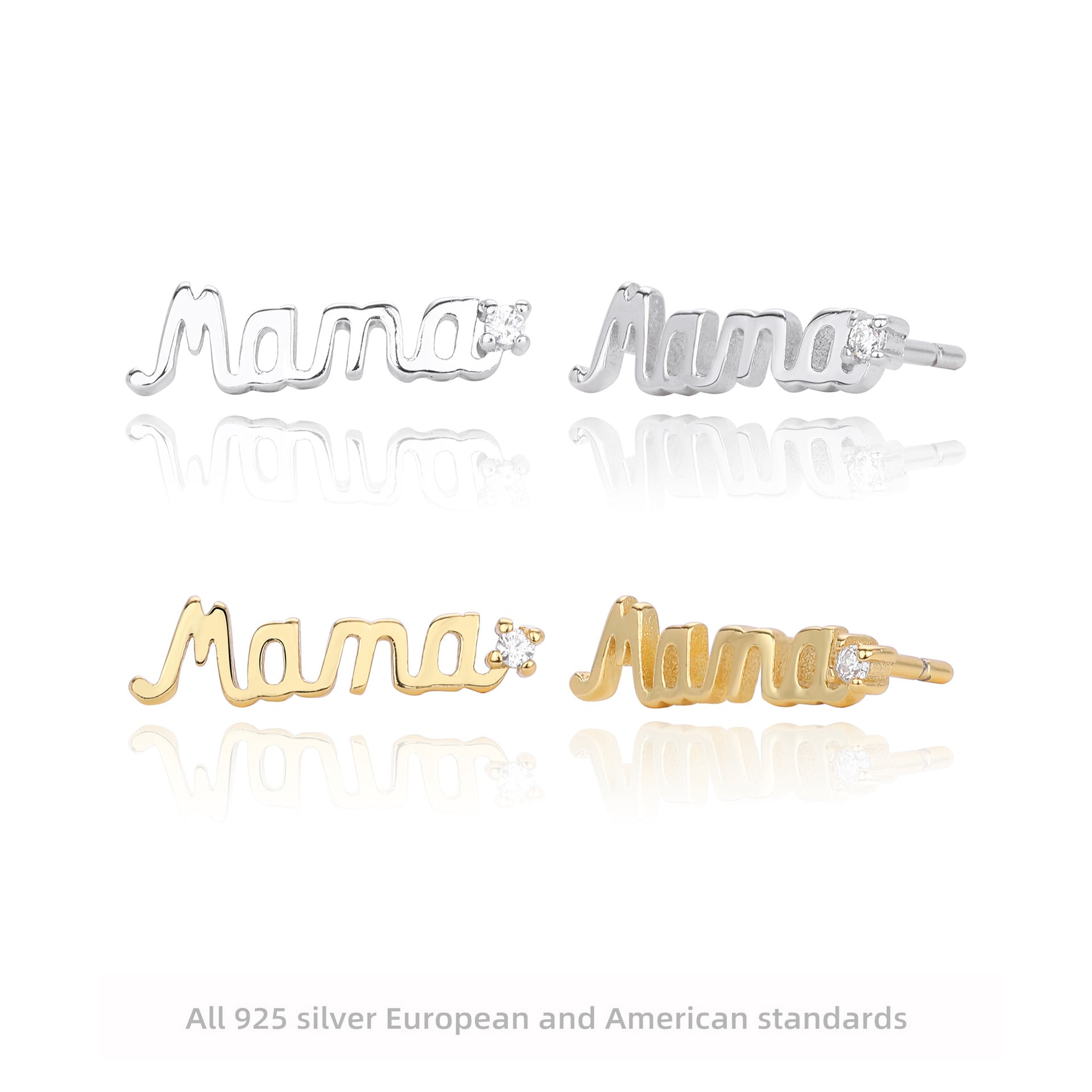 Damen Ohrstecker mit personalisiertem 'Mama'-Design aus hochwertigem 925 Sterling Silber Shop Nory