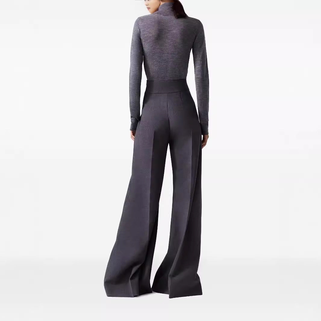 Damen High‑Waist ultraweite Palazzo‑Hose mit Bügelfalte und Bodensaum Shop Nory