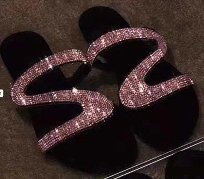 Damen Glitzer-Sandale mit geschwungenen Strass‑Riemen und gepolstertem Komfortfußbett Shop Nory