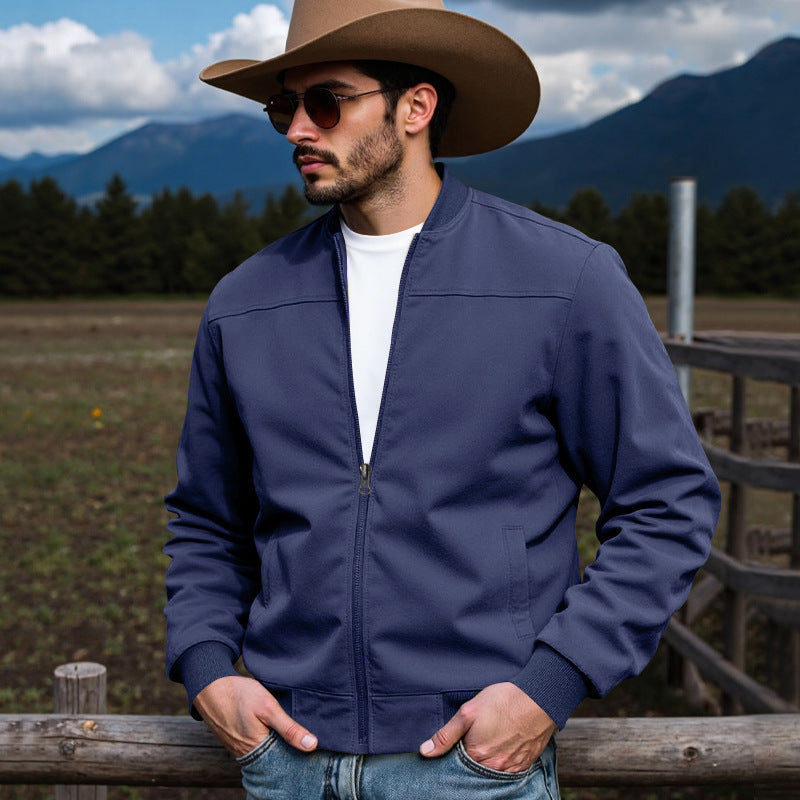 Herren nan Veloursimitation Blouson mit Stehkragen, elastischen Rippbündchen und verdecktem Reißverschluss Shop Nory