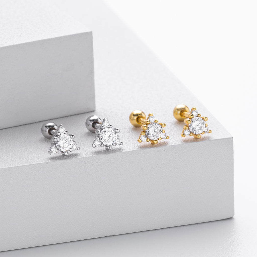 Damen Ohrstecker mit funkelndem Zirkon-Akzent in floralem Design Shop Nory