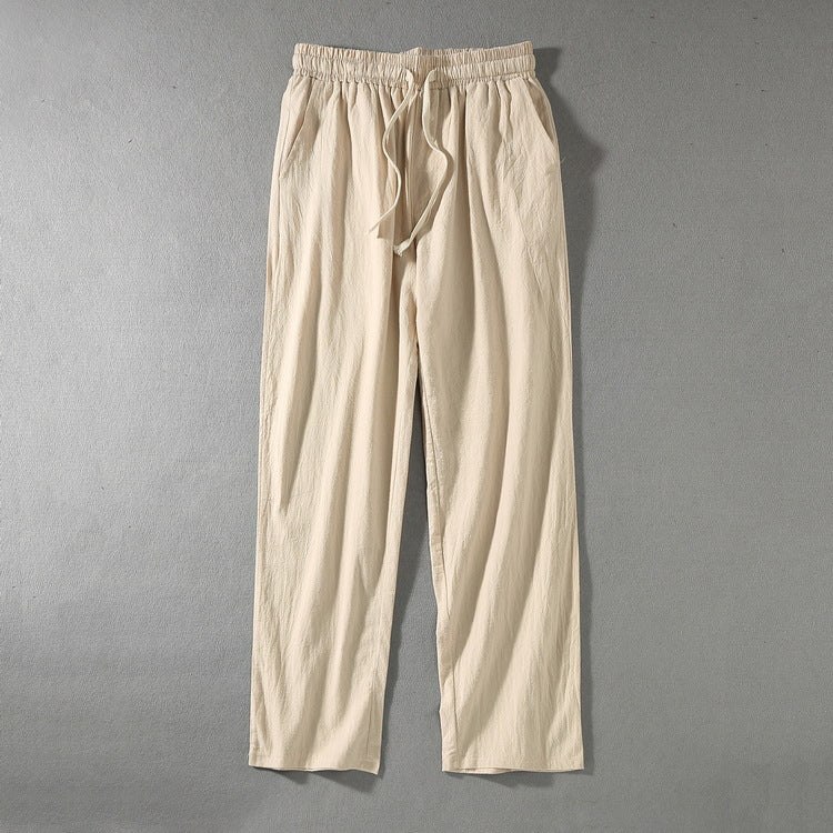 Herren Leinenhose mit elastischem Bund und Tunnelzug geradem Bein Shop Nory
